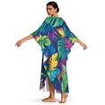 thumbnail image 2 of FKELYI Tropical Palm Leaf Print Women Maxi Beach Dress V Neck Summer Kaftan Batwing Sleeve Swimwear Cover Up Plus Size Bikini Coverup Soft Resort Wear Loungewear, 2 of 7