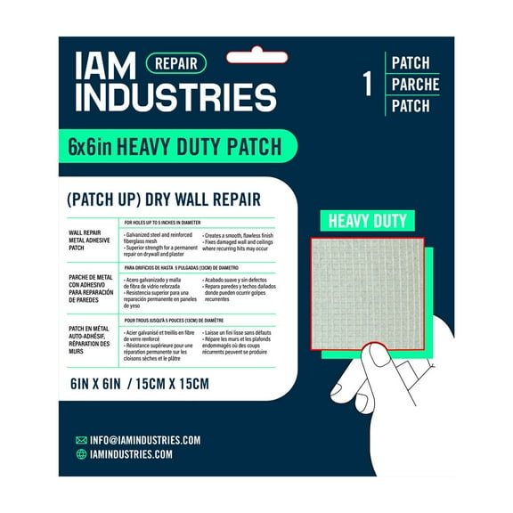IAM INDUSTRIES Heavy Duty Fiber Mesh 6"x6" Repair Patch Kit Galvanized Steel
