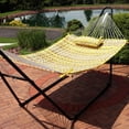 thumbnail image 2 of Sunnydaze Outdoor Weather-Resistant Polyester Quilted Hammock Cushion Pad and Hammock Pillow with Ties - Yellow and Gray Chevron, 2 of 10