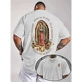 thumbnail image 2 of Religious Summer T-Shirt – Our Lady of Guadalupe Floral Back Design, Mint Green Catholic Tee, Comfortable Daily Faith Wear, 2 of 5