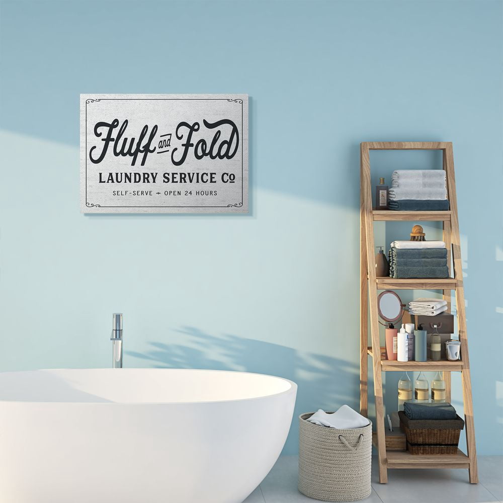 Stupell Industries Fluff and Fold Laundry Room Vintage Country Sign Canvas Wall Art Design by Lettered and Lined