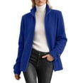 thumbnail image 4 of Women's Fleece Jacket Full Zip Long Sleeve Coat Stand Collar with Pocket,Lightweight Warm Fall Winter Daily Casual Comfy Wear,Blue,XL, 4 of 5
