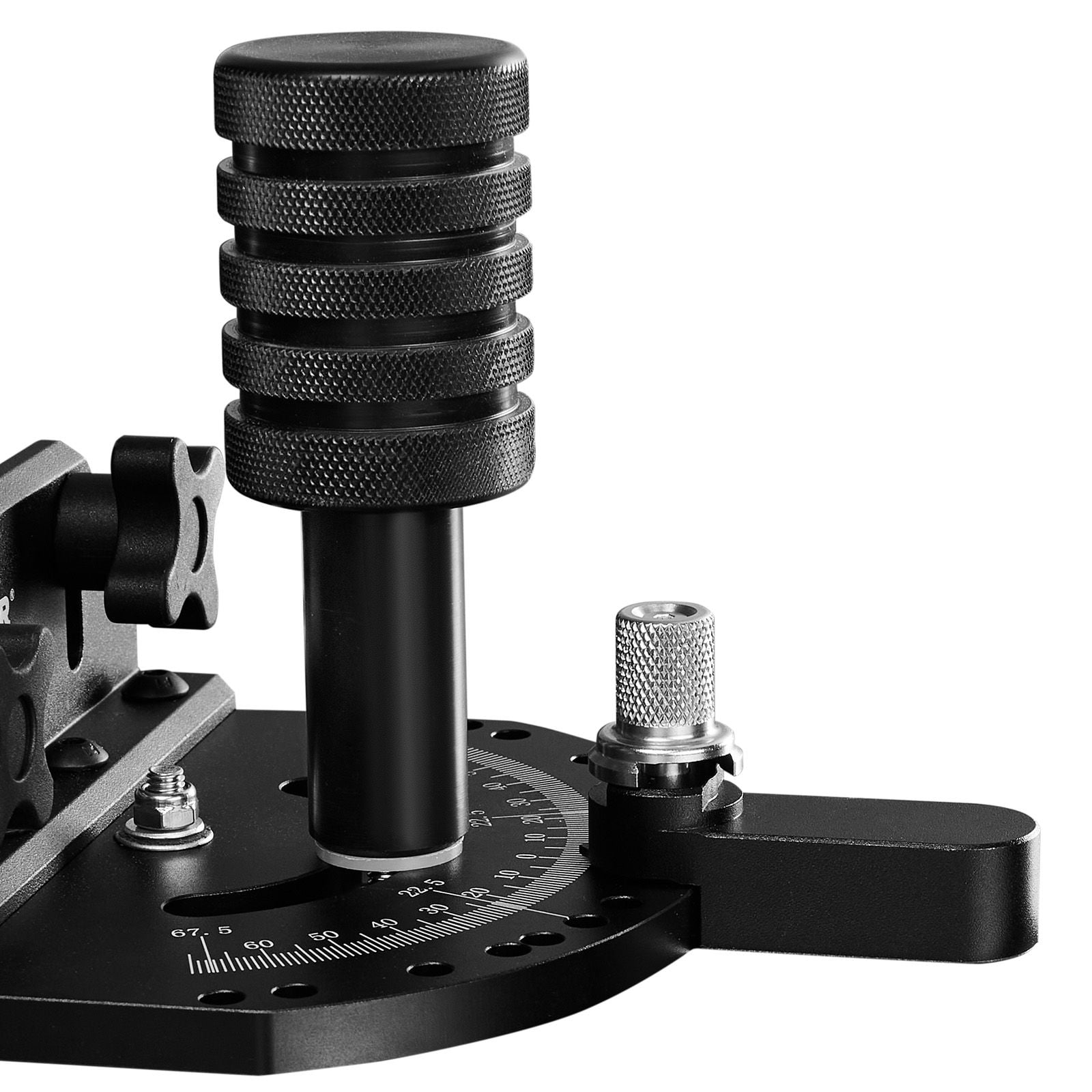 Miter Gauge for Table Saw, Fits 3/4x3/8 Inch Slots, 15 Positive Stop Holes (0-90-67.5°), Adjustable Solid Aluminum Head, Laser-Engraved Scale, Durable Build