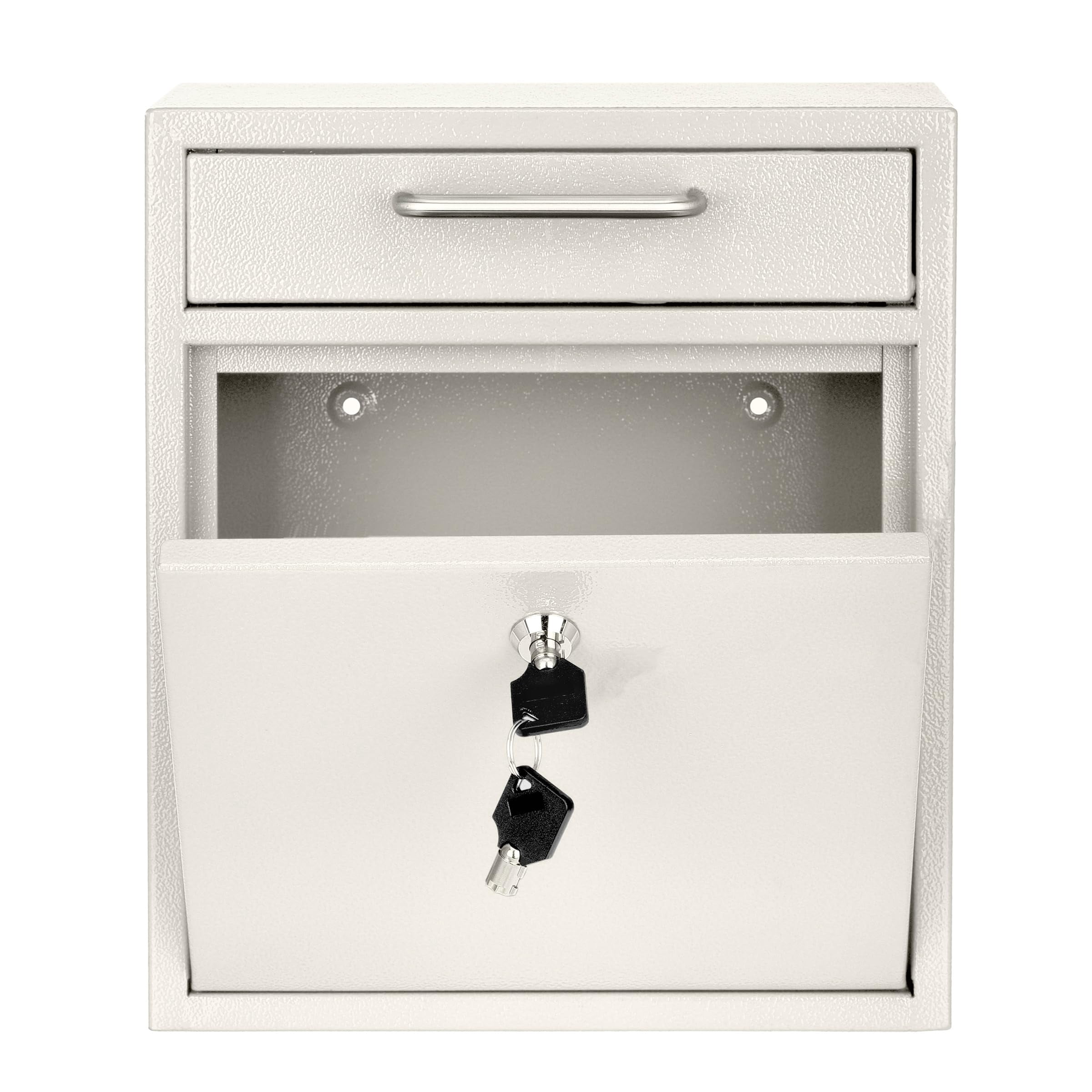 AdirOffice Wall Mount Mailbox - Mailbox with Lock and Keys- Durable Wall Mounted Locking Mailbox and Cash Drop Box for House, Apartments or Bussiness After Hours Deposits