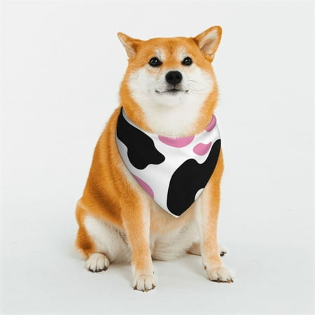 Rateoe Cow Spots Print Pet Scarf for Dogs and Cats &ndash; Stylish Reflective Design Breathable & Durable Pet Bandana with Quick-Release Buckle-Large