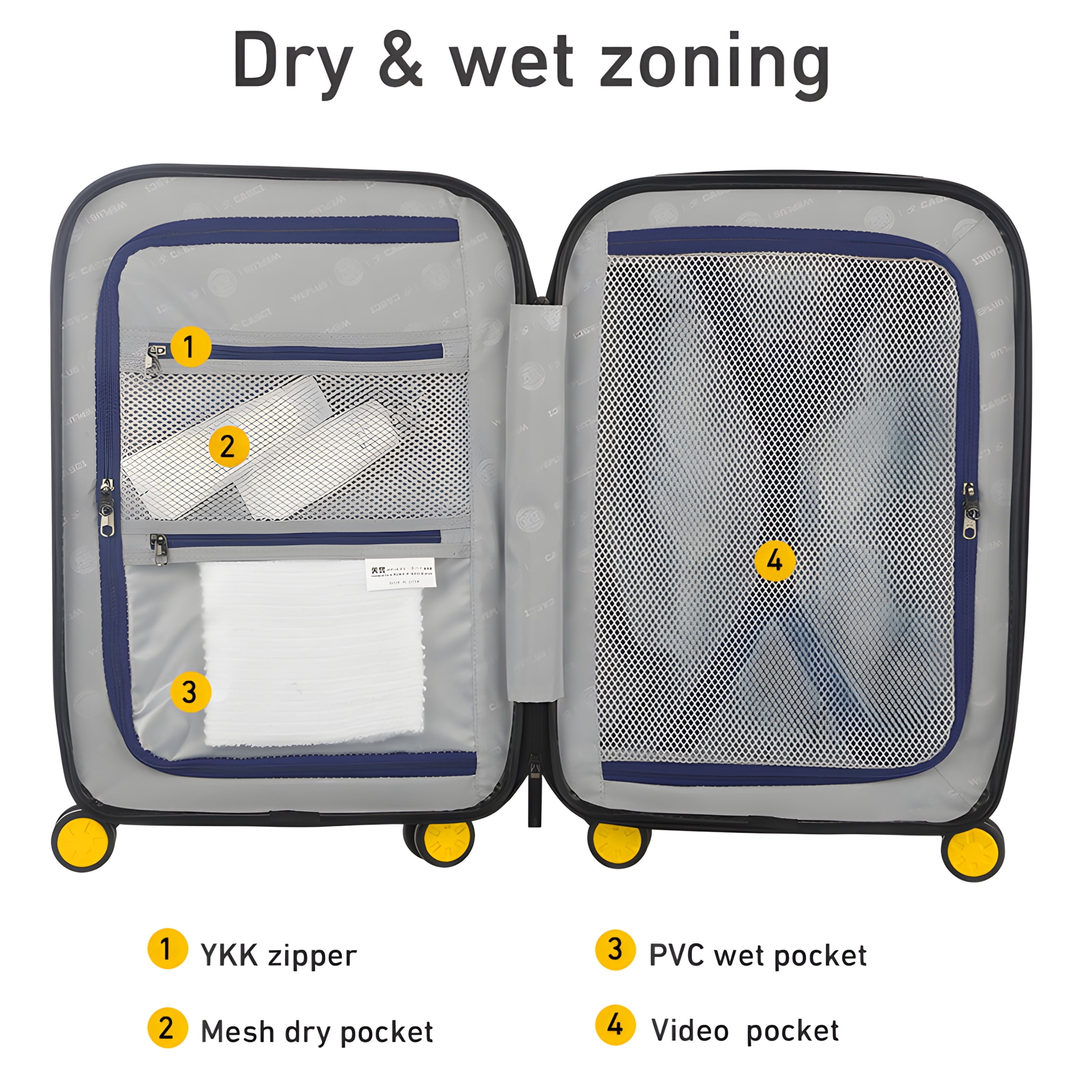 WEPLUS Luggage Sets 4 Piece,20" Hardside Carry-On Luggage, Hardshell Suitcase With Wheels, With Scratch-Resistant Surface, Four Multi-directional Wheels