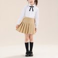 thumbnail image 4 of Mnyotv Girls White Uniform Shirts with Bow Cotton Button Down Shirts Long Sleeve Fall Clothes Tops Size 6-7Y, 4 of 9