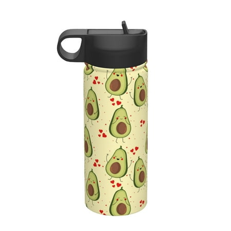 

Susaid Avocados And Hearts Print 18oz Sports Insulated Kettle Stainless Steel Water Bottle For Running Hiking Cycling Climbing