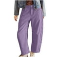 thumbnail image 3 of HaiMao Corduroy Pants Clearance Women Elastic Waist Mid-Rise Wide Leg Cropped Pants Baggy Barrel Jeans Trousers with Pockets Purple 10(XL), 3 of 6