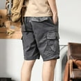 thumbnail image 4 of AHTJRT Men's Trendy Summer Cargo Shorts with Pockets and Elastic Waist for Casual Wear Gray M, 4 of 5