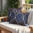 thumbnail image 4 of Throw Pillow Covers - Set of 4 Embroidered Decorative Cushion Case for Home Decor Sofa Couch Chair Bed Patio Living Room Bedroom Car Office Study - Blue Brown, 14x20 Inches, 4 of 9