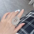 thumbnail image 4 of Sparkly Rhinestone Oval Rings for Women Adjustable Cocktail Statement Ring Pave Cubic Zirconia Crystal Chunky Geometry Open Wrap Knuckle Stacking Ring Promise Minimalist Fashion Jewelry for Her, 4 of 6