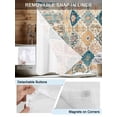 thumbnail image 3 of No Hook Cloth Fabric Shower Curtain with Snap in Liner, Morocco Ethnic Waterproof Shower Curtains Set with See Through Top Window, Boho Country Retro Abstract Checked Bath Curtains Shower 36"x78", 3 of 6