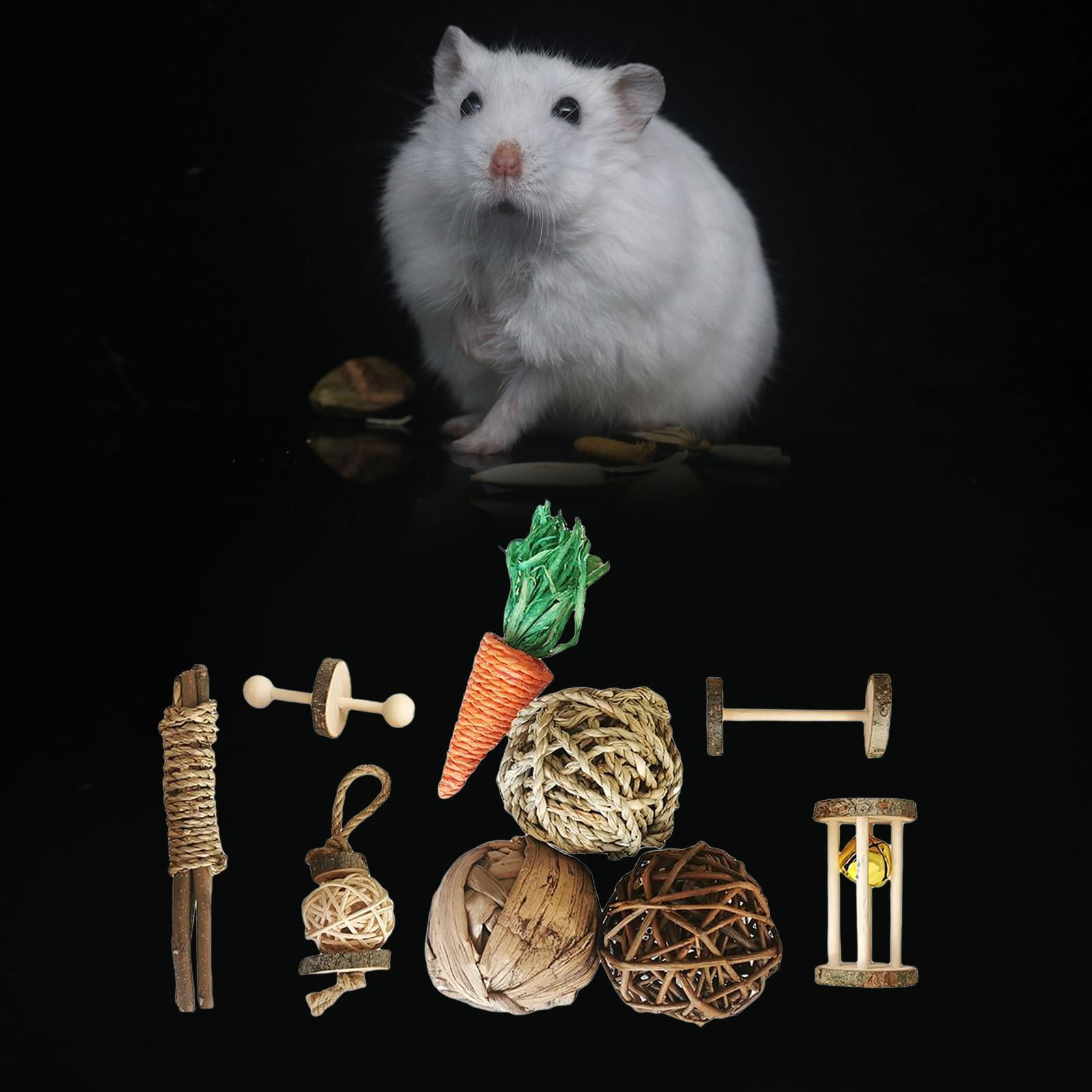 EHJRE Guinea Pig Toy Bunny Toy,Chinchilla Snacks Toys,Hamster Chew Toy,Natural Wood Dumbells for Gerbil,Hamster,Rabbit,Small Animal Molar Accessories , J J