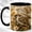 Black, variant on Sparrow Pair Coffee Mug, White Flower Mug, Ceramic 11 oz