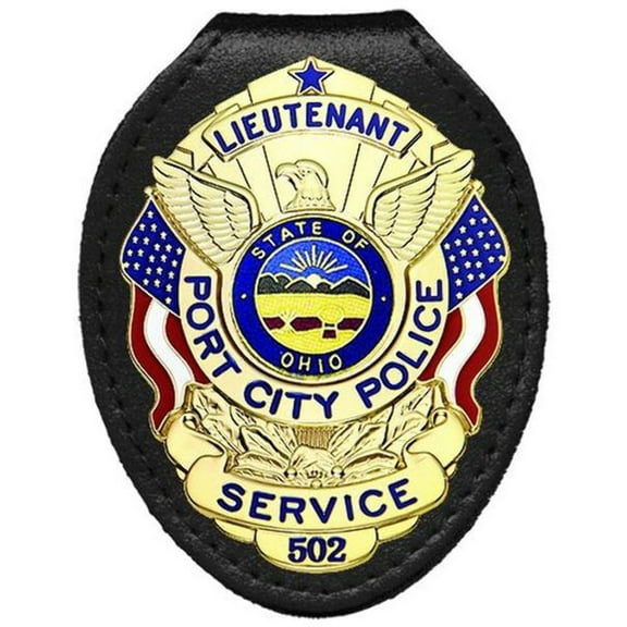 Hero's Pride Universal Deluxe Teardrop Badge Holder, Oval, 3 x 3-3/4 in – Genuine Leather with Clip & Chain