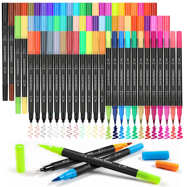 Juego de rotuladores K.CINE, 72 colores, doble punta, para libros de colorear para adultos