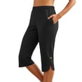 thumbnail image 2 of Capri Pants for Women Summer Solid Slim Trousers Pocket Side Slit 7/8 Length Casual Womens Pants Black L, 2 of 7