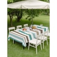 thumbnail image 5 of 60x102 Inch Outdoor Tablecloth with Umbrella Hole Zipper Rectangle Brown Stripe Rectangular Tablecloths Outside Waterproof Ombre Geometric Teal Green Vertical Striped Patio Table Cover for Picnic, 5 of 8