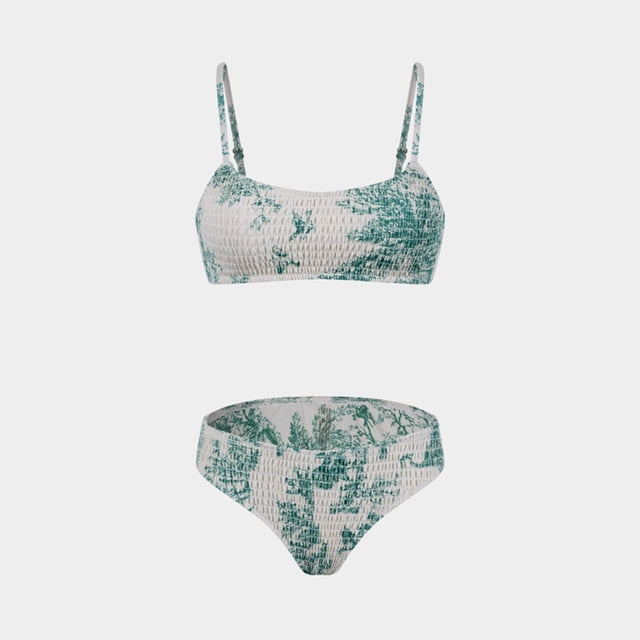 Soldes Aujourd'hui Liquidation Iumwxz Ensembles de Bikini Triangle à Bretelles Spaghetti Mignons Maillots de Bain pour Femmes Imprimé Floral Ensembles de Bikini Col Rond pour Femmes Rendez-Vous Nouvelles Arrivées