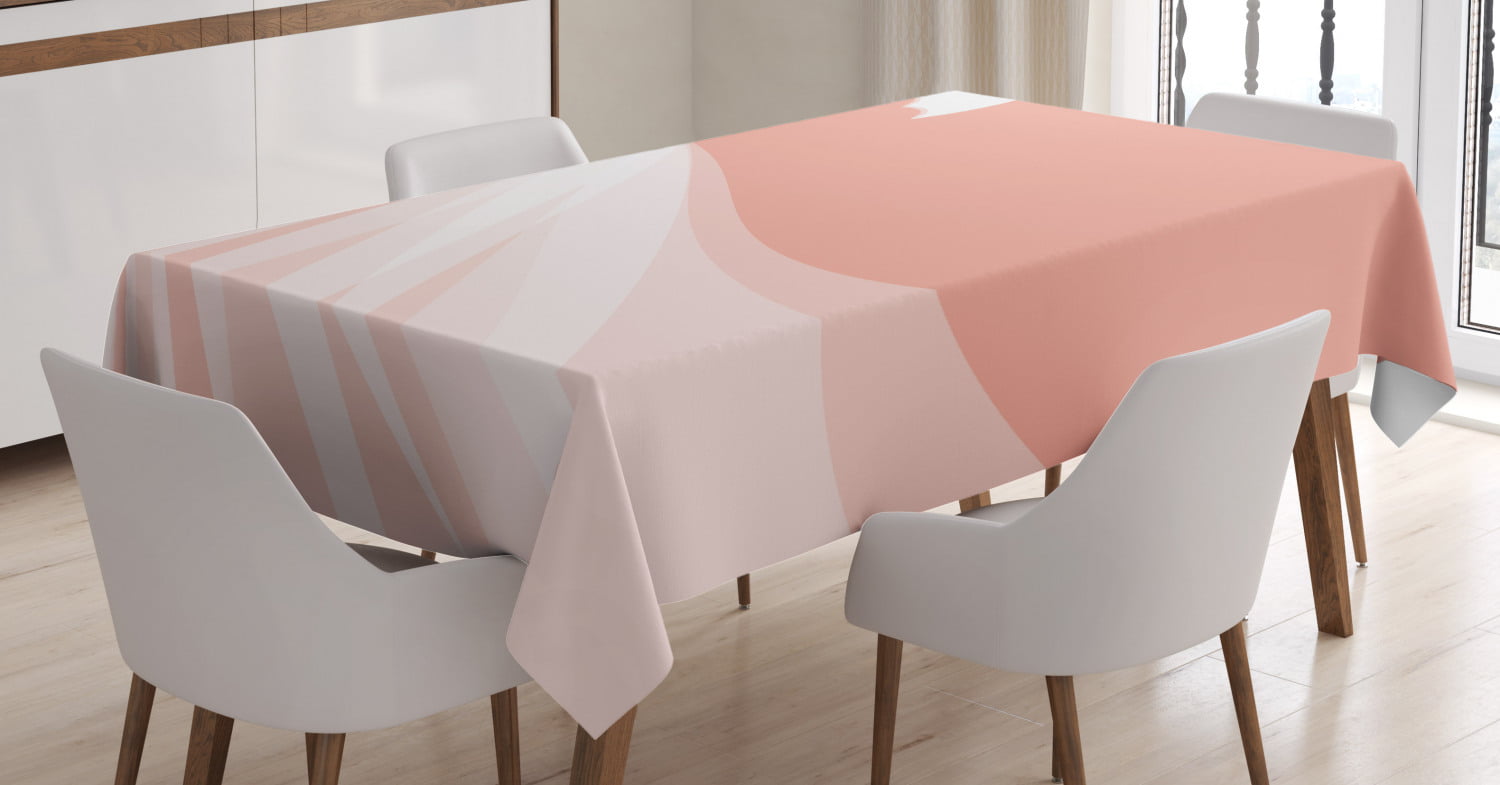 Ambesonne Bridal Shower Tablecloth Salmon and White Bride in Abstract Romantic Wedding Dress with Umbrella Artwork Print Dining Room Kitchen Rectangular Table Cover 60 X 84