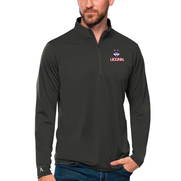 Men's Antigua Charcoal UConn Huskies Tribute Quarter-Zip Top