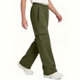 thumbnail image 4 of LIaqionyy Big Boys Cargo Sweatpants Wide Leg Baggy Pants Athletic Open Bottom Jogger Pant with Pockets, 4 of 7