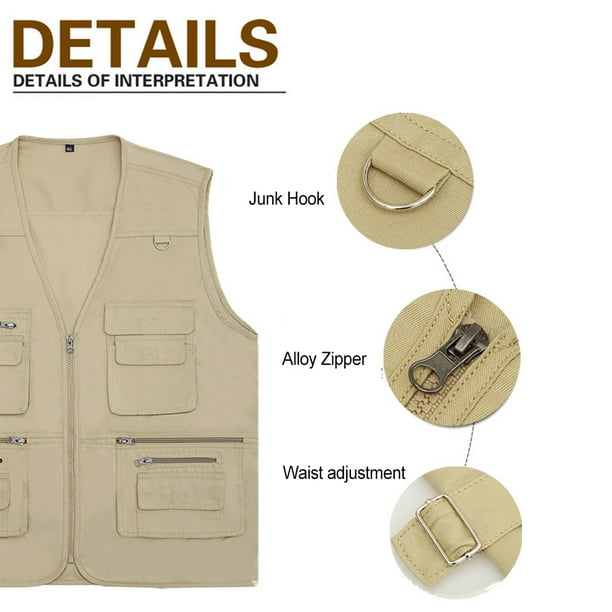Maoww Zip Vest Quick-Dry Skin Friendly Washable Waistcoat Thin Mesh Jacket Fly Fishing Vest With Adjustable Buckle Xl/Xxl/3xl/4xl/5xl Black Gary 2xl 6
