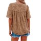 thumbnail image 3 of VISgogo, camisetas de gasa de verano para mujer, camisetas de manga corta acampanadas informales holgadas de encaje de Color sólido, ropa de calle para el día a día VISgogo  moda, 3 of 4