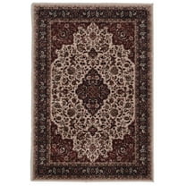 Coastal Cottage Rug Cream Rust 3.3x5 Low Pile Indoor Area Rug