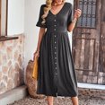 thumbnail image 4 of SMihono Robe Maxi Bohème d'Été pour Femmes Grande Taille Mode Décontractée Printemps et Été Manches Courtes Col en V Robe Unie Robe de Plage, 4 of 6