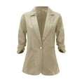 thumbnail image 4 of Atogsazn Summer Linen Blazer for Women Casual Button 3/4 Sleeve Jackets Business Workout Top with Pockets Khaki XXXL, 4 of 5