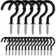 thumbnail image 1 of Metal Screw-in Ceiling Hooks Screw Hook for Indoor and Outdoor Use for Hanging Cups, Pots, Lights, Ropes, 20 Pieces (Black), 1 of 5