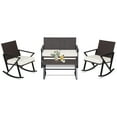 thumbnail image 2 of Costway 4PCS Patio Rattan Wicker Rocking Chairs Loveseat Table Rocker Set Cushions Porch, 2 of 10
