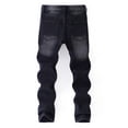 thumbnail image 3 of Boys Pants - Boys' Distressed Jeans Ripped Denim Pants Stretch Comfort Fit High-Street Spring/Autumn Layering - Uniform Pants for Boys,Color:Black,Size:13-14 Years, 3 of 8