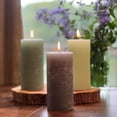 thumbnail image 6 of 3 Pillar Candle Set, Paraffin Wax, 68 Hours Burn Time, Cotton Wick,  6 Inches, Neutral Shades of Marbled Sage Green, Pale Celadon,Pastel Green, 6 of 6