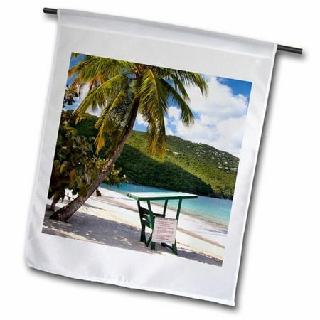 3dRose Beach, Lifeguard post, St Thomas, US Virgin Islands - CA37 BJN0001 - Brian Jannsen, Garden Flag, 12 by