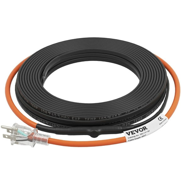 Freeze Protection Heat Tape, 60ft, Self-Regulating 5W/ft, Cuts to Length, DIY Installation for Water Pipes, Roofs, Gutters, 120V