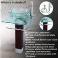 thumbnail image 6 of Bohemia Glass Pedestal Sink Combo Clear Countertop Bathroom Vanity Vessel Sink, Faucet, Drain, Towel Bar, Tempered Glass Counter and Wood Pedestal| Renovators Supply, 6 of 16
