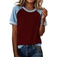 thumbnail image 2 of Sentmoon Hauts en Denim pour Femmes Chemisiers pour Femmes Été Manches Courtes Col Rond Patchwork Coupe Régulière Couleur Unie Extensible Vêtements pour Femmes Mode pour Entraînement et Gym 3TG-5TG, 2 of 5