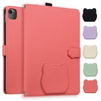 ELEHOLD Case for iPad Air 11-inch M3 (2025) / M2 (2024),iPad Pro 11 (2022/2021/2020/2018), 10.9 Inch, Cute Kitten Shockproof Magnetic Flip Kickstand Multi-Angle Card Slot Automatic Sleep Case,Red
