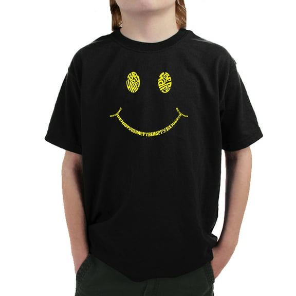 Boy's Word Art T-shirt - Be Happy Smiley Face
