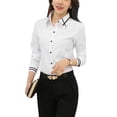 thumbnail image 2 of Camisa formal con botones para mujer Nikou cuello vuelto manga larga color blanco talla L, 2 of 15