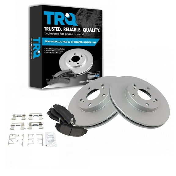 TRQ Front Brake Pad & Rotor Kit Brake Pads Brake Rotor Semi-Metallic Premium G-Coated Fits Select 1998-2002 Honda Accord