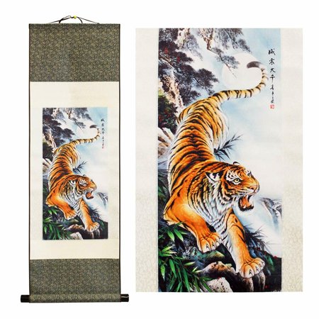 Scroll Painting Traditional Oriental Arts Wall Decor Mountain Tiger To Roar B11708-19