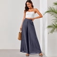 thumbnail image 5 of Women Flowy Chiffon Wide Leg Split Palazzo Pants High Waist Sheer Layered Trousers Lightweight Ankle Pants Gray XL, 5 of 6