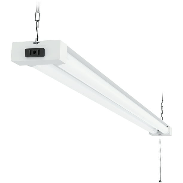 Sunco Lighting Led Utility Light 4 Ft Linkable Integrated Fixture 40w 260w 5000k Daylight 4100 Lm Frosted Lens Surface Suspension Mount Pull Chain Garage Etl Energy Star Com Sunco Lighting Led Utility Light, 4ft Light Fixture