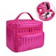 thumbnail image 5 of Neceser de viaje impermeable de gran capacidad con cremallera y diseño de rayas coreanas (rojo rosa), 5 of 5