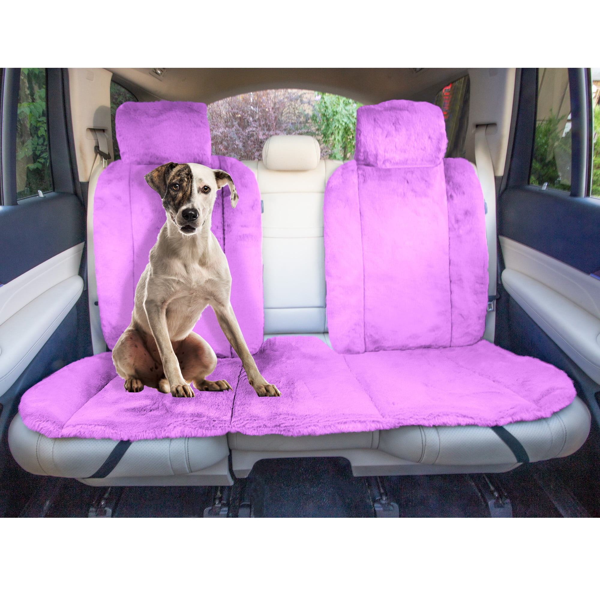 FH Group Doe16 Fluffy Faux Fur Car Seat Cushions Full Set for Most Cars, Trucks, SUVs or Vans Purple Full Set, Size: 5 Seater