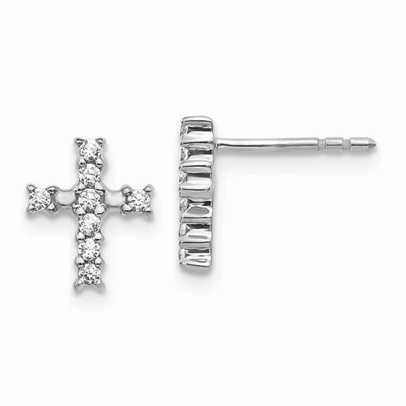 14k White Gold Polished Diamond Cross Post Earrings EM5533